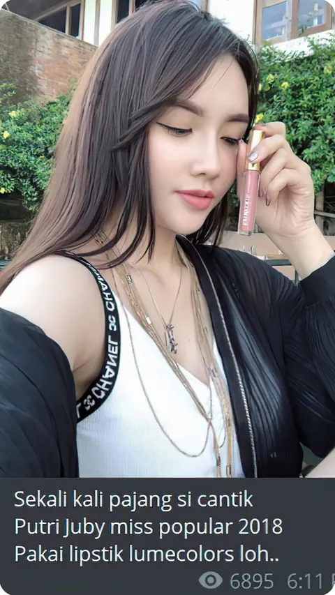 Testimoni Telegram: Sekali kali pajang si cantik Putri Juby miss popular 2018 pakai lipstik lumecolors loh
